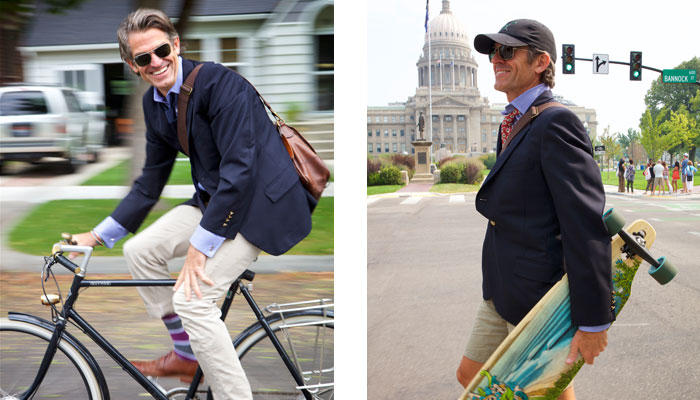 Matthew Weatherley-White exercising on his way to work